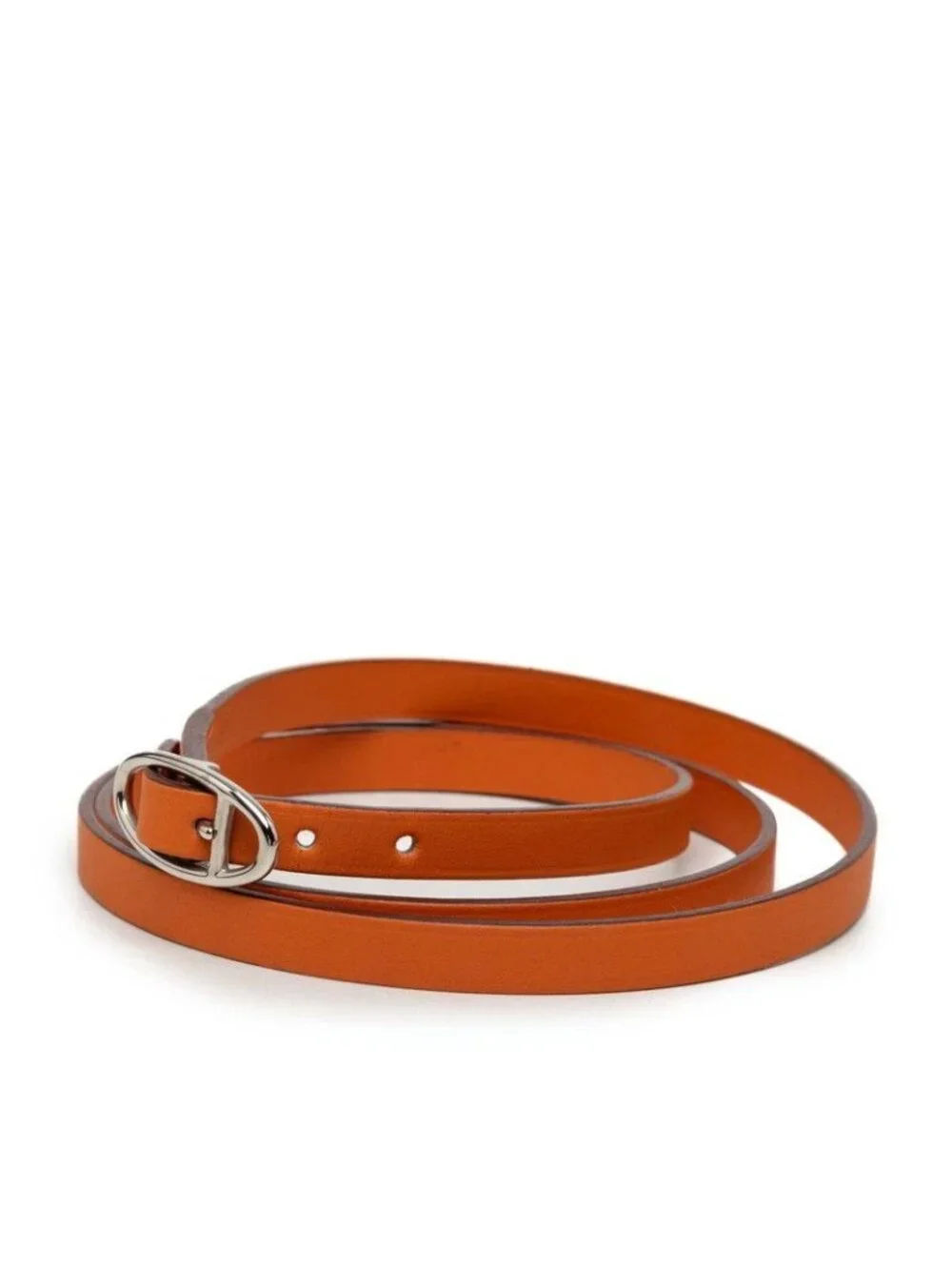 Hermes Hapi Triple Strand Bracelet Orange Leather Metal